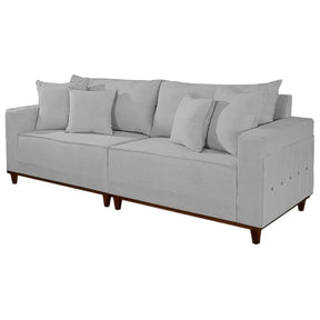 SOFÁ LIVING MONTES CLAROS 4 LUGARES COM ALMOFADAS SOLTAS 236 CM EM LINHO – LUFER
