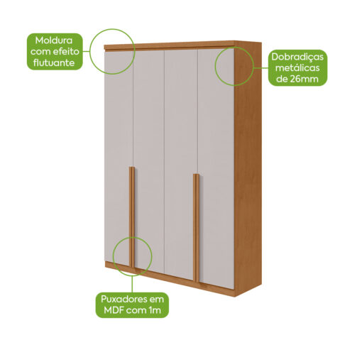 GUARDA-ROUPA 4 PORTAS ALONZO 1,54 M