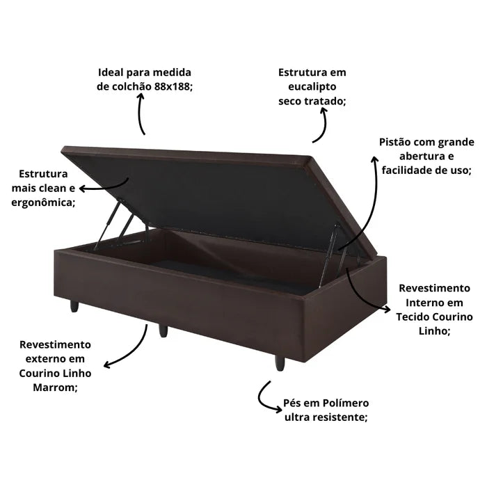 BASE BOX SOLTEIRO BAÚ BLINDADA 88x188 – ALTO NÍVEL