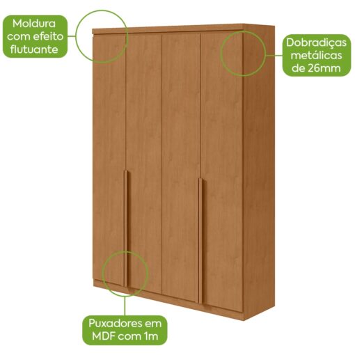 GUARDA-ROUPA 4 PORTAS ALONZO 1,54 M