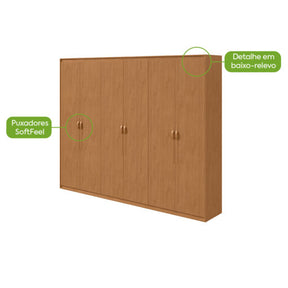 GUARDA-ROUPA 6 PORTAS SUAVITÁ 2,70 M AMÊNDOA CLEAN – LOPAS