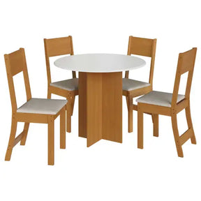Mesa de Jantar Alice Circular com 4 Cadeiras – Indekes