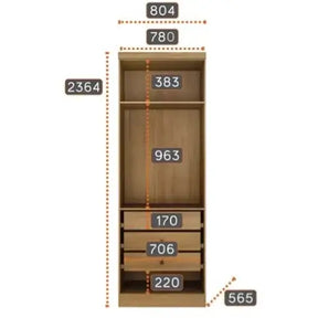MÓDULO RIZON 2 PORTAS 3 GAVETAS - NOVO HORIZONTE