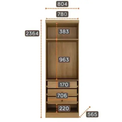 MÓDULO RIZON 2 PORTAS 3 GAVETAS - NOVO HORIZONTE