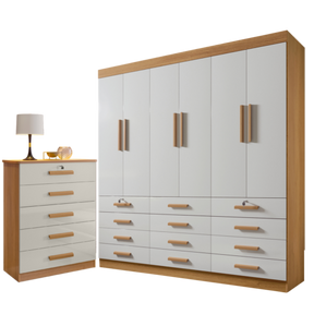 GUARDA-ROUPA 6 PORTAS MÔNACO + CÔMODA IPANEMA  – D’DORO MÓVEIS