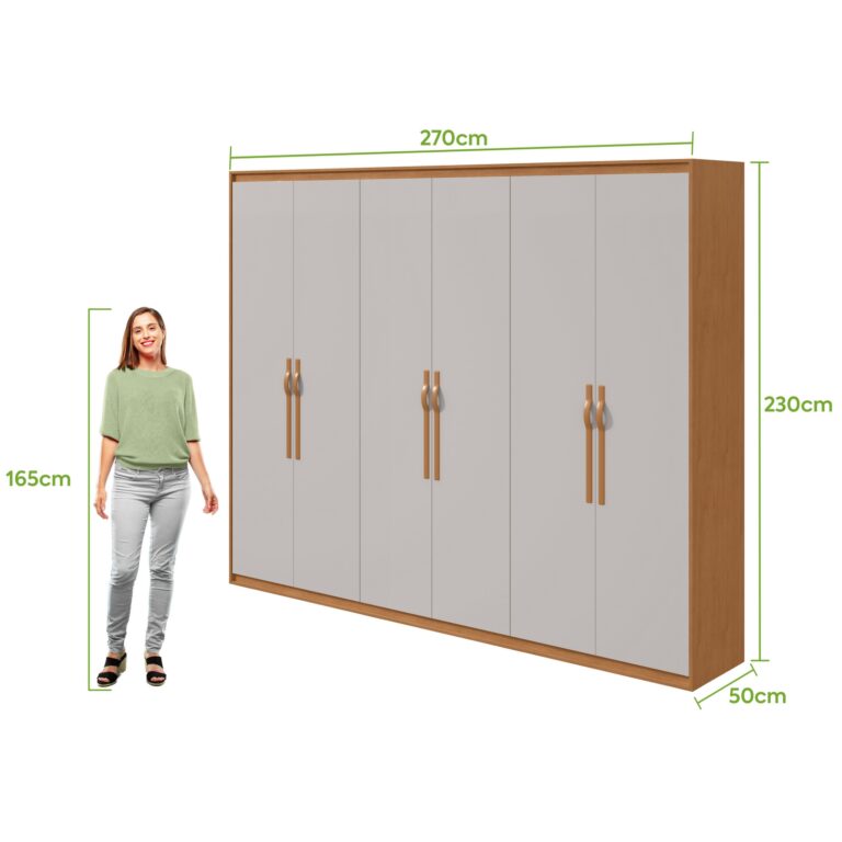 GUARDA-ROUPA 6 PORTAS SUAVITÁ 2,70 M AMÊNDOA CLEAN – LOPAS