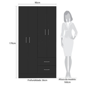 GUARDA-ROUPA 4 PORTAS PANAMÁ 4002 0,90M  - FELLICCI