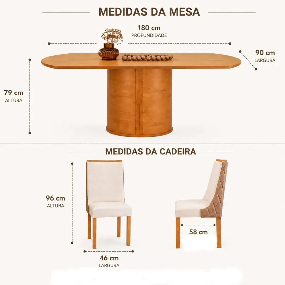 MESA DE JANTAR MONTREAL 180X90CM EM LINHO SEM VIDRO E 6 CADEIRAS MONTREAL – CEL MÓVEIS